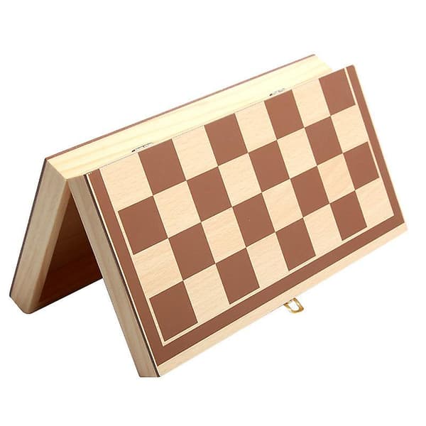 Bärbar hopfällbar magnetisk schackbräda i trä 29*29cm Förälder-barn-spel