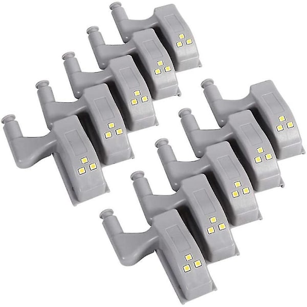 10 st LED-skåpslampor universell garderob gångjärnssensorljus kök White