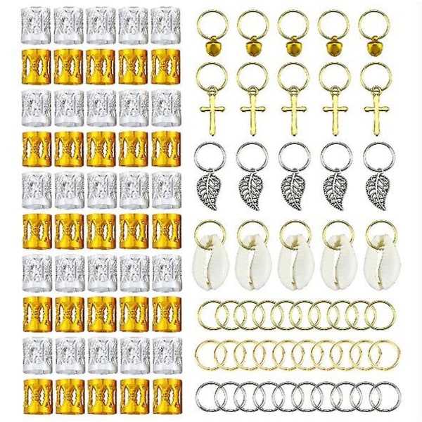 100 stycken hårflätor, dreadlocks aluminium pärlor, metall kronflätor