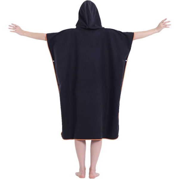 Unisex Badrock Poncho Strandhandduk Mikrofiber Snabbtorkande Badrock Poncho med Huva Badhandduk（svart） black