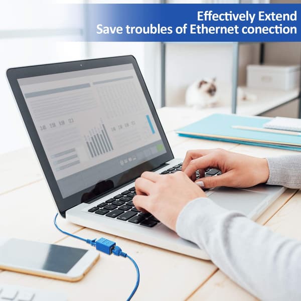 10 x Ethernet netværkskabel hun til hun forlængeradapter til Cat7 / Cat6 / Cat5e / Cat5 (blå) Blue
