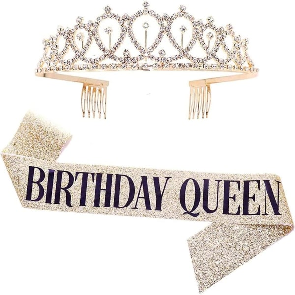 Födelsedag Crystal Crown Tiara Kit för flickor Party Etiquette Rem Kit Födelsedagspresenter