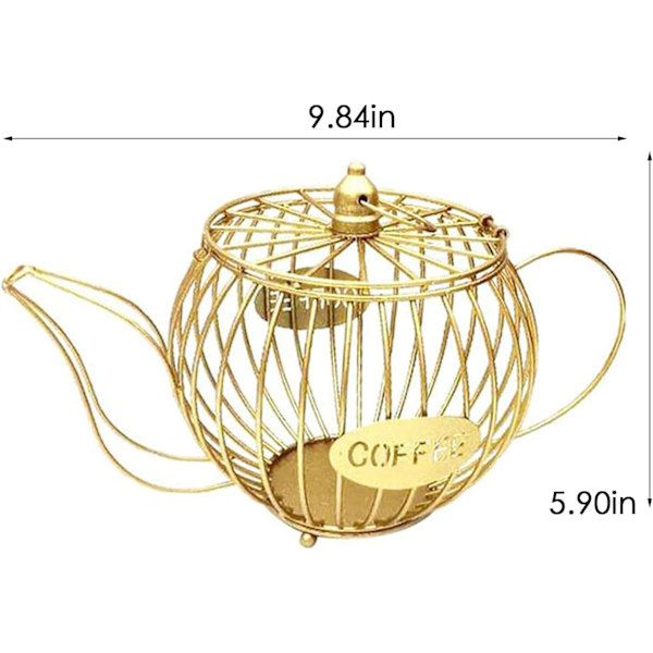Skrivbords Zisha Pot Form Kaffe Kapsel Förvaringskorg (Guld)