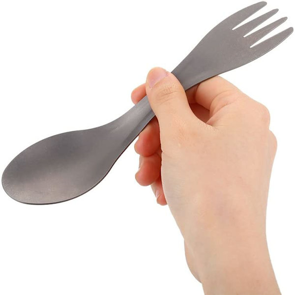2 i 1 Camping Spork, Utomhus Bärbar Titanlegering Ryggsäckssked Gaffel Combo