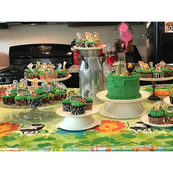 48 st dubbelsidiga djurtema-dessertmuffins cupcake-toppers