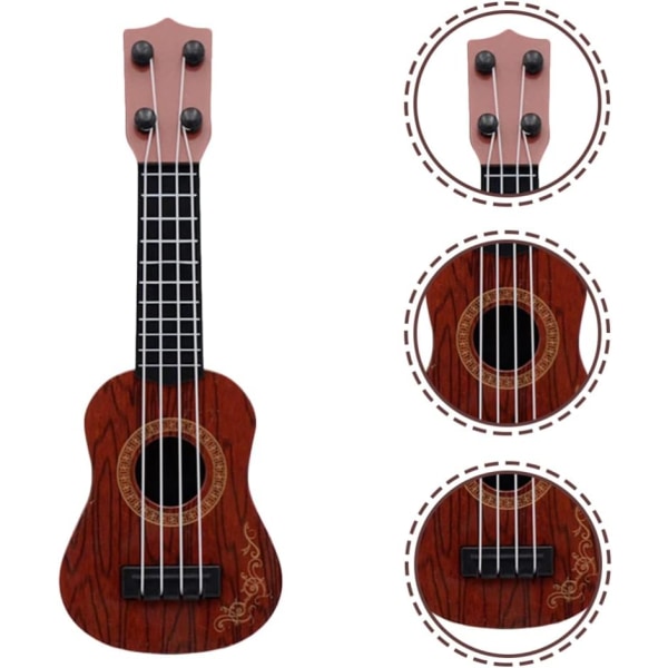 Barnens Mini Fyrasträngade Gitarr Instrument (Brun) 1 Styck Brown