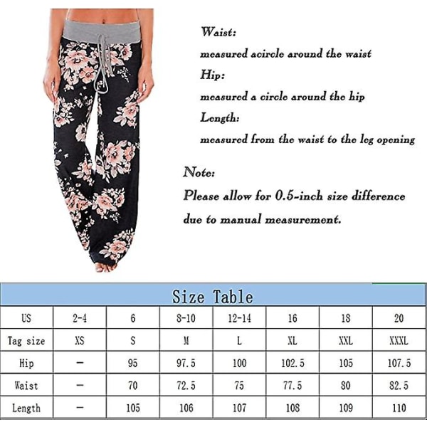 Damblommiga långbyxor med vida ben, pyjamasunderdel, casual , strandbyxor (stil 11, XL) color 3