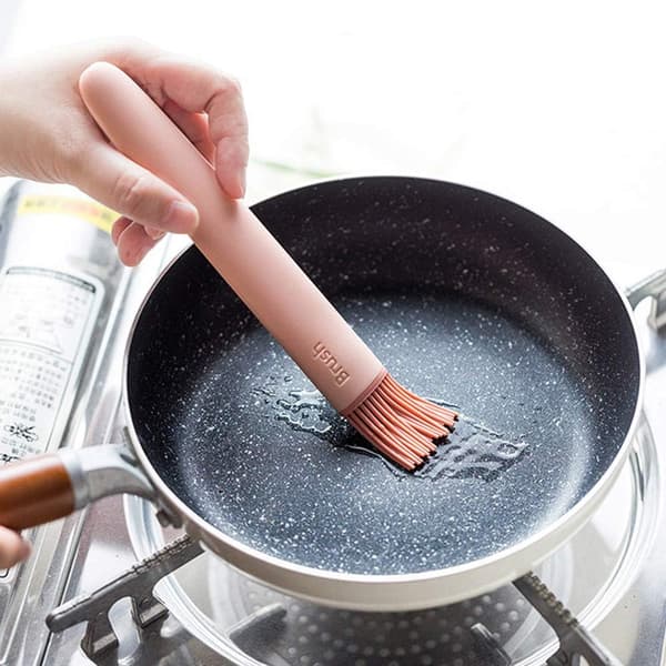 2 stk Bærbar Varmebestandig Silikon Oljebørste Grillbørste grey