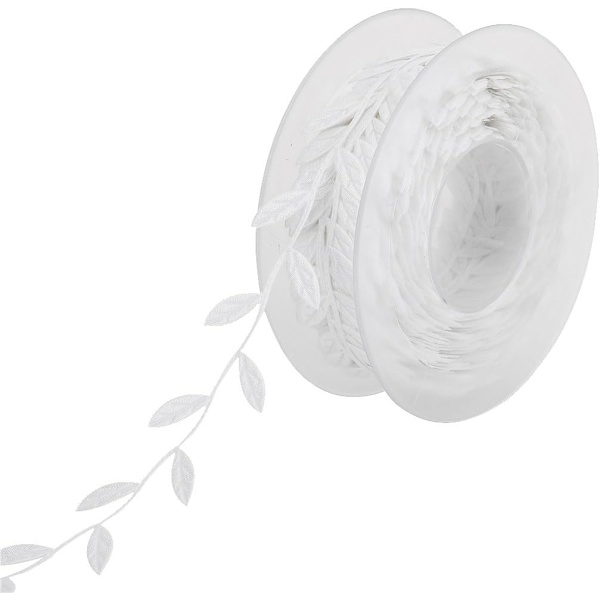 15m spetskant hantverk blad rotting girlang band DIY blad dekorativt band (vit) White