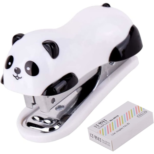 Mini Panda stationär häftapparat med 1000 st Nr. 10 häftklammer, pappersklämmor Häftapparater