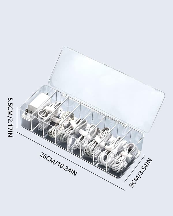 2-pack kabelorganiseringsbox med 8 fack och 20 kabelbindare