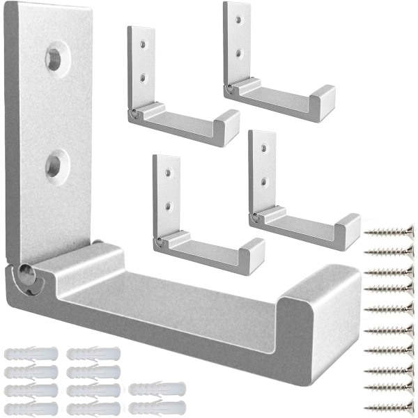 Fällbara väggkrokar, 5 väggkrokar, klädhängare i aluminiumlegering lämpliga för hattar, väskor och träningsutrustning (argument) silvery
