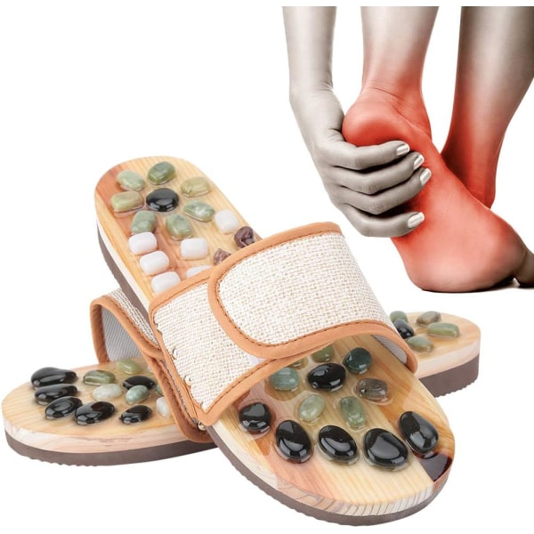 Akupressur fotmassager, zonterapi massage sandaler rutschkanor, Tofflor Pebble Foot Tofflor (storlek：39) 39