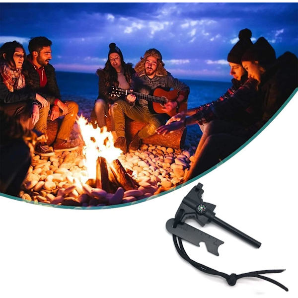 Utomhus Mini Magnesium Flint, Fire Steel med Kompass 1 Stycken