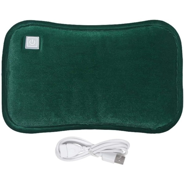Vinter bärbar elektrisk USB varmvattenväska med case (grön) Green