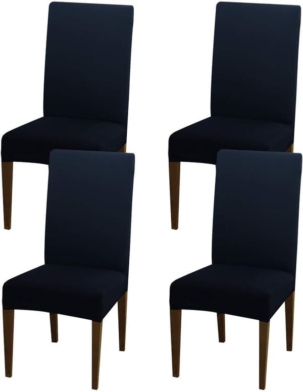 4 stk. høyelastisk avtakbart vaskbart stolsetetrekk (marineblå) Navy blue