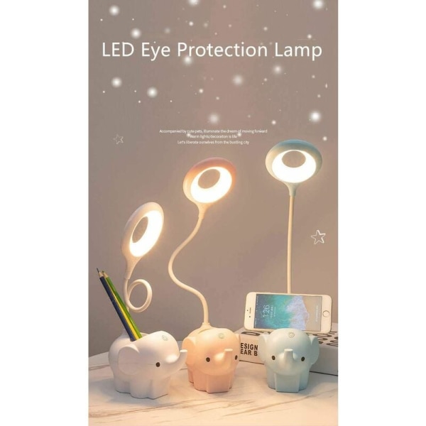Bordslampa, dimbar Led Bordslampa, dimbar barnlampa, 3 ljusstyrkenivåer, ögonskydd, trådlös touchkontroll, USB laddning