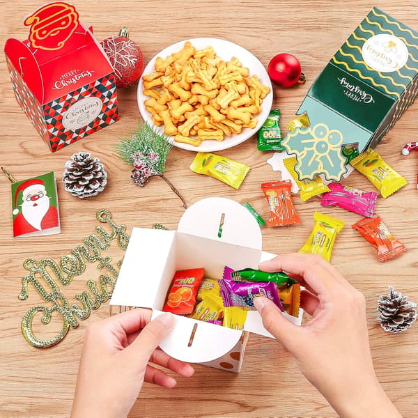 Paket med 12 små julklappsaskar, tomma pappersvikboxar, chokladask