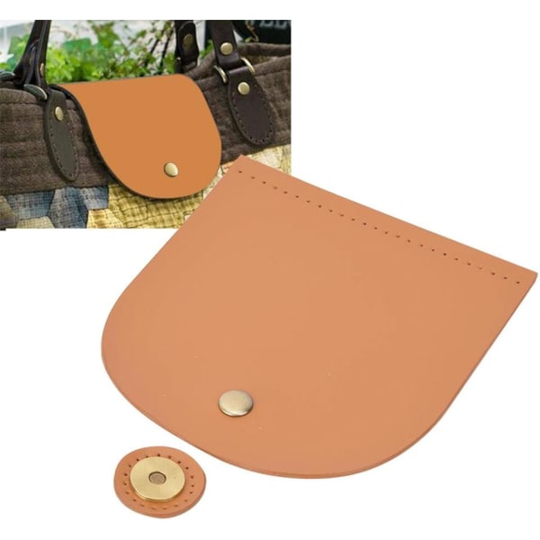 Läder DIY sytillbehör, väska flip cover split läder magnetiskt spänne (brunaktig gul) brownish yellow