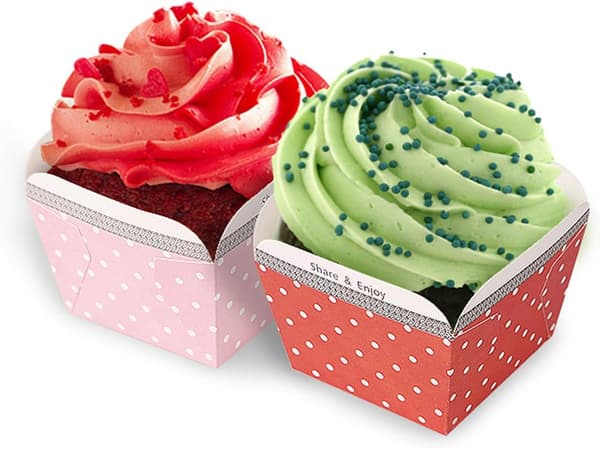 100 stk. bageforme af papir, små firkantede kageforme, cupcakeforme (blå) blue