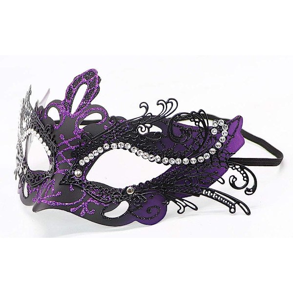 Par Maskerad Mask Metall Järn Fjäril Bal Mask Dubbel Färg (Lila) 2 st Purple