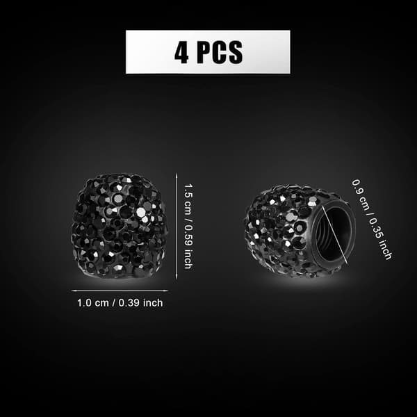 4 stk. dekkventilhetter, håndlagde rhinestones glitter bilventilhetter Bling ventilspindeldeksler (svart) Black