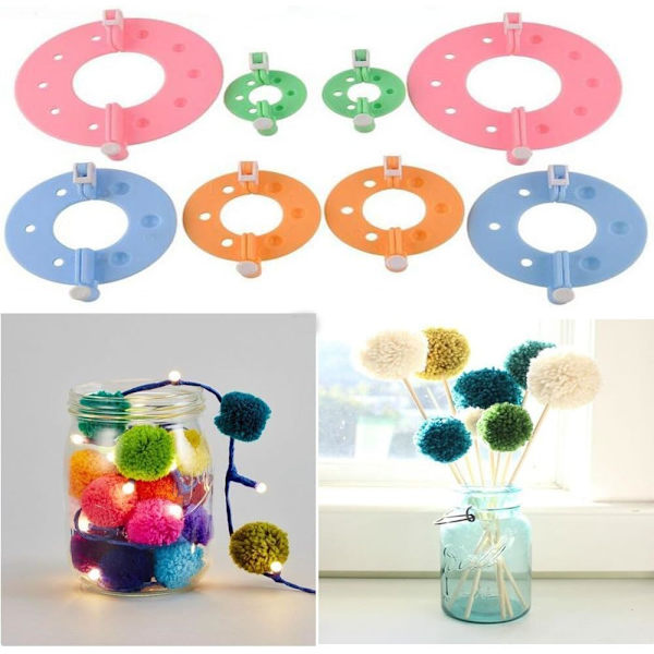 Essentiell Pom-pom-tillverkare för Fluff Ball Weaver Needle Knitting DIY-verktyg (8PCS-4 storlekar)