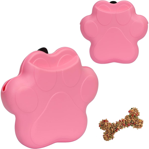 1 st hundgodispåse, bärbar hundgodisdispenser i silikon med midjeklämma (rosa) pink