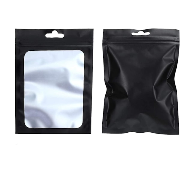 100 st Mylar-påsar återanvändbara läckagesäkra tätningsbara smyckespåsar (7x10CM, svart) black 7*10cm