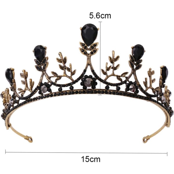 1 STK Black Crown Tiara Bröllopsbröllop Queen Kronor och Tiaror för Lady Women Girl