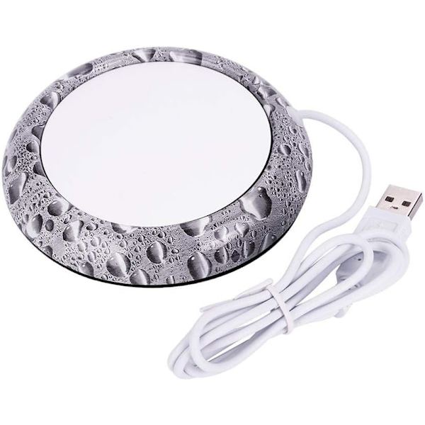 USB-koppvärmare i trä med värmefunktion för drycker, muggunderlägg, skrivbordsunderlägg för uppvärmd kaffemugg (vattenpärlemönster) grey