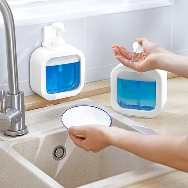 Sæbedispenser, flydende sæbedispenser med vandtæt etiket, køkkensæbedispenser, (300ml+500ml)