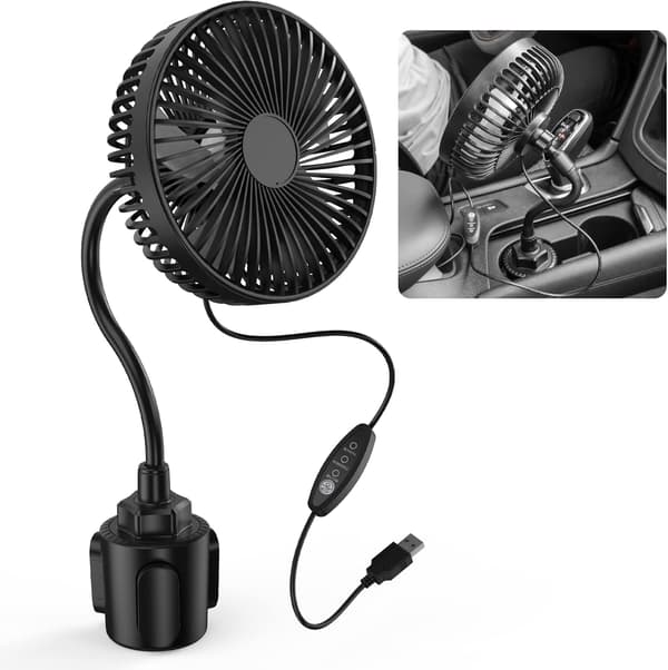 6\" Slank Luftcirkulationskøleventilator 360° Bil Sammenfoldelig Elektrisk Ventilator USB-drevet
