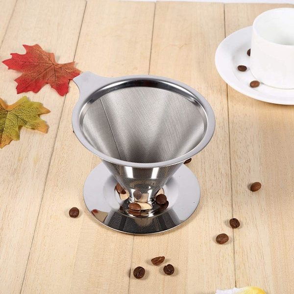 Rostfritt stål kaffefilter återanvändbar servering med bas kaffebryggare（medium） m