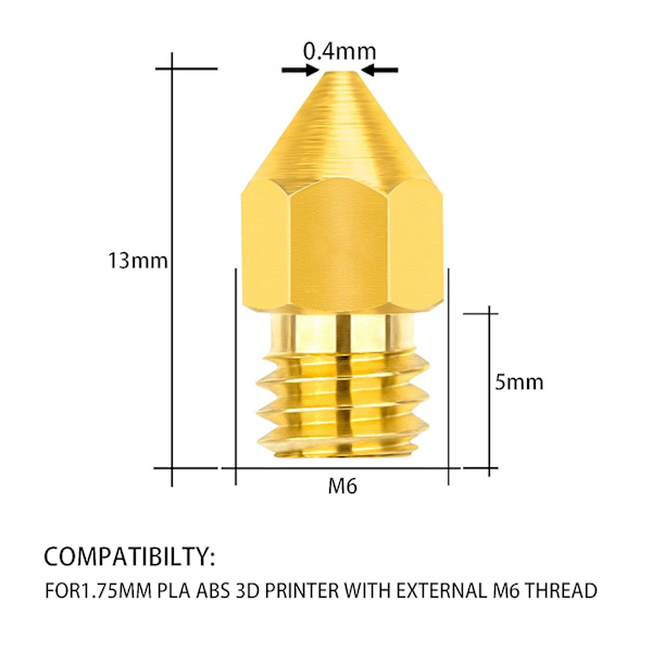 24 st extruderdysor 3D-skrivardysor för Makerbot Creality CR-10 Ender 3 5