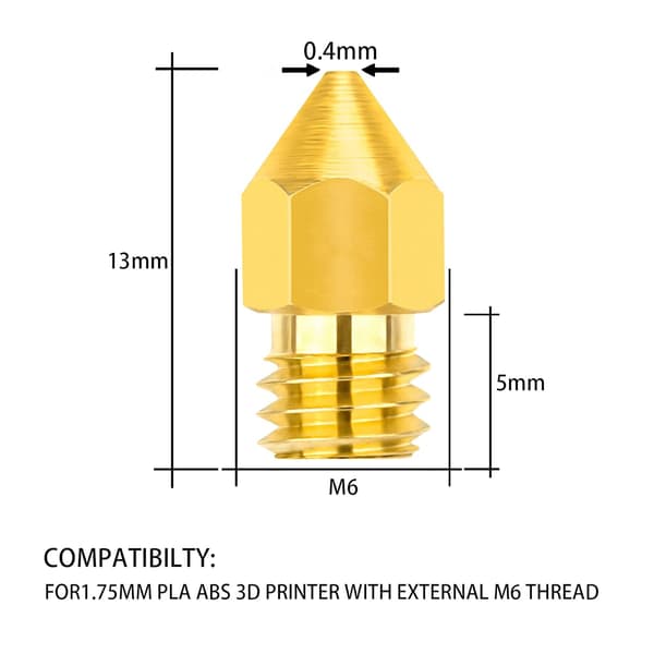 24 STK Ekstruderdyser 3D-skriverdyser for Makerbot Creality CR-10 Ender 3 5