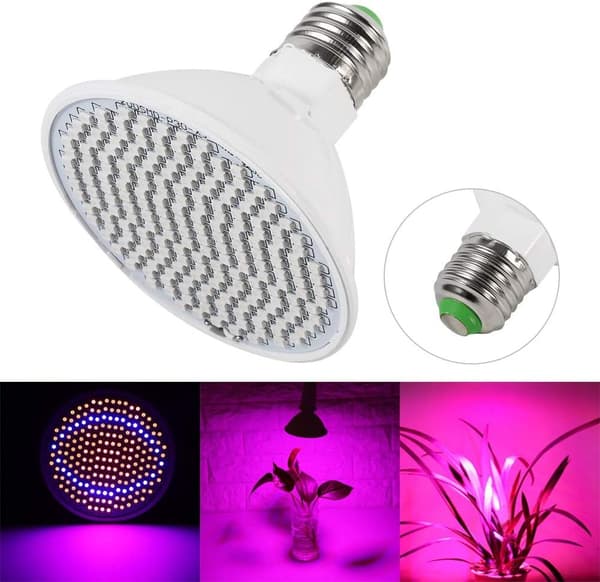 Vækstpære, E27 200-LED Plantelys 20W Plantevækst Hydroponiske Lys til Indendørs Planter