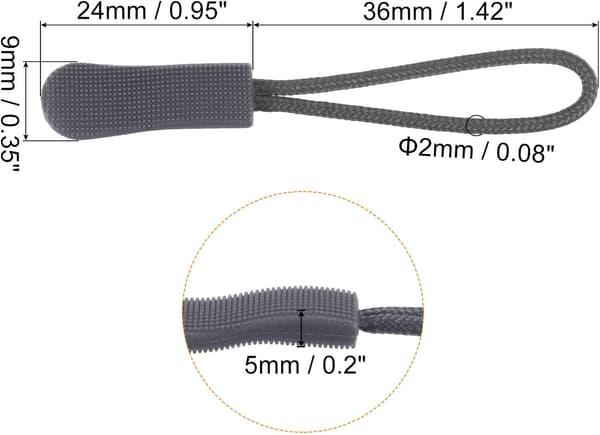 Glidelåshode Håndtak Erstatningssnorforlengelse for Vesker Håndvesker, Pakke med 20 (Mørkegrå) dark grey