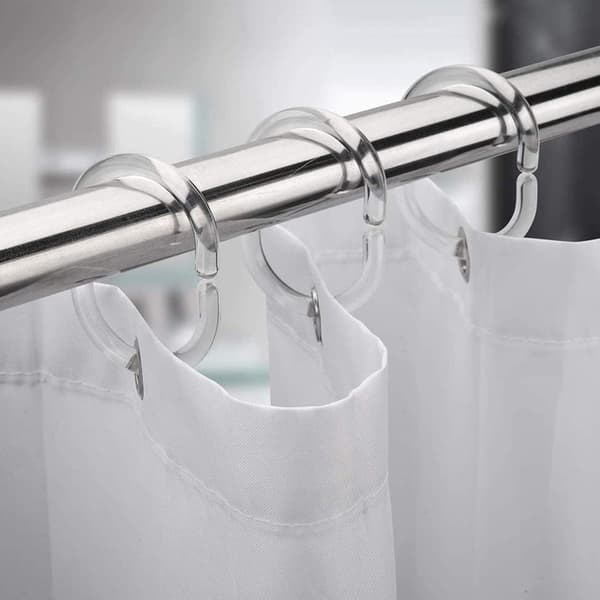 12 st transparenta gardinringar, duschringar i plast, C-formade duschdraperiringar, gardinhängarringar, lämpliga för badrum