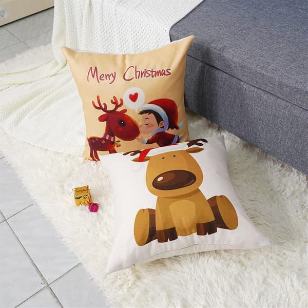 4 stk juleputetrekk, bomull lin dekor sofaputetrekk til soverom sofa stol, 45x45cm