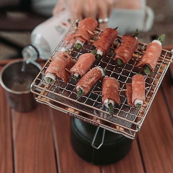 Grillnät i rostfritt stål, hopfällbart grillställ för brödrost (stort) m
