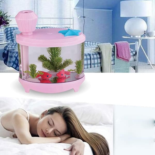 460ML Ultralyds aromaterapi luftrenser i akvariestil USB-forstøver med LED-natlys (blå) blue
