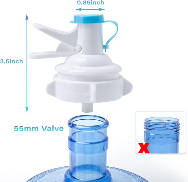 Vanndispenser ventil gjenbrukbar plastkran for 55 mm drikkeflaske 2 stk
