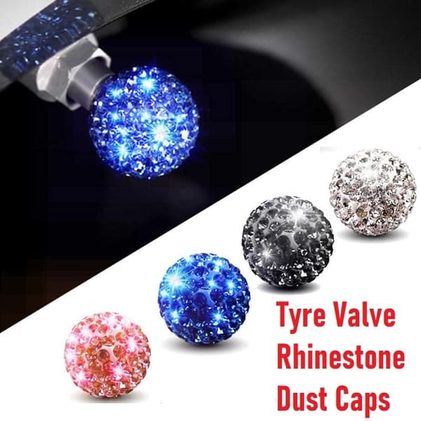 Krystal Diamant Bildæk Dekoration Støvhætte Biltilbehør (blå) 4 Stykker blue