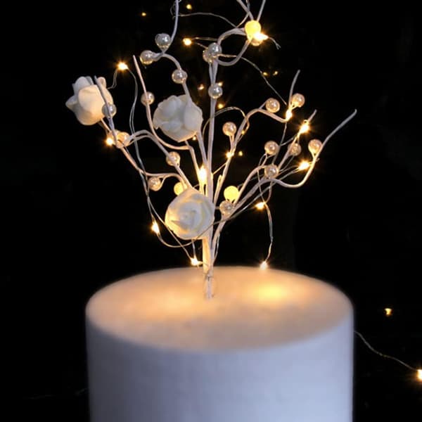 2 stk. roseblomst cupcake-topper perlegren tre bursdagskake-pinner teselskap dessertdekor