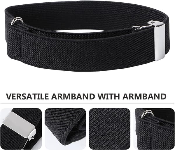 Manschett Anti-Slip Arm Loop Bartender Elastisk Ärm Loop Manschett 1 Par (Vit Blå) White Blue