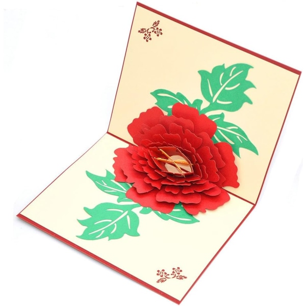 Pappersristade 3D-pionhälsningskort 3D Popup-tomt gratulationskort (rött) red