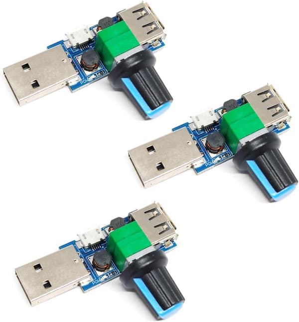 3 STK USB Viftehastighetskontroller, Mini DC 4-12V til 2.5-8V 5W Regulator Hastighetskontrollknapp med Bryter