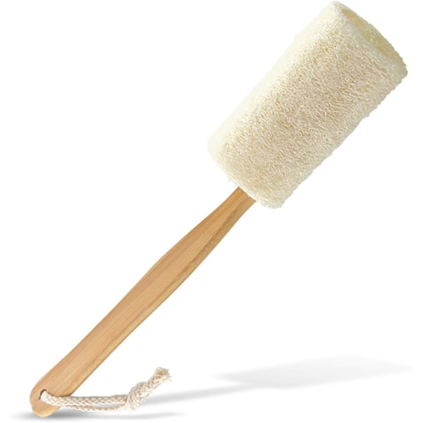 Naturlig Exfolierande Loofah Luffa Badborste På En Pinne, 9,4'' För Bad Dusch Svamp Kropp