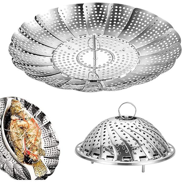 Rostfritt hopfällbart teleskopiskt lotusfruktfat (silver)